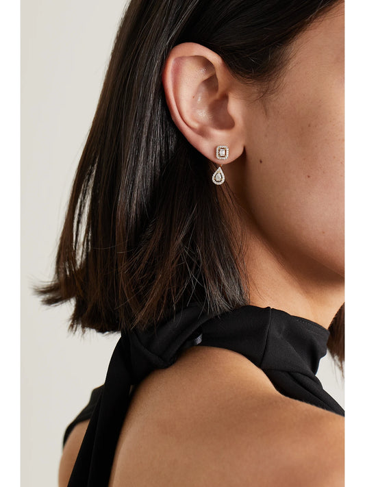 Image of Earrings. Product name - My Twin Toi & Moi 18-karat Gold Diamond Earrings in Multi colour by brand - Messika