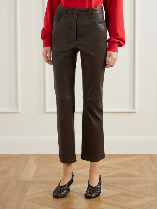 Joseph Duke Leather Cropped Flared Pants