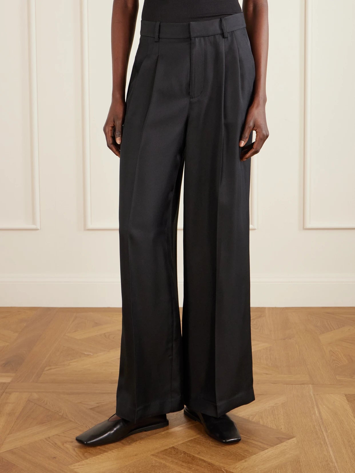 Pleated Silk-twill Wide-leg Pants