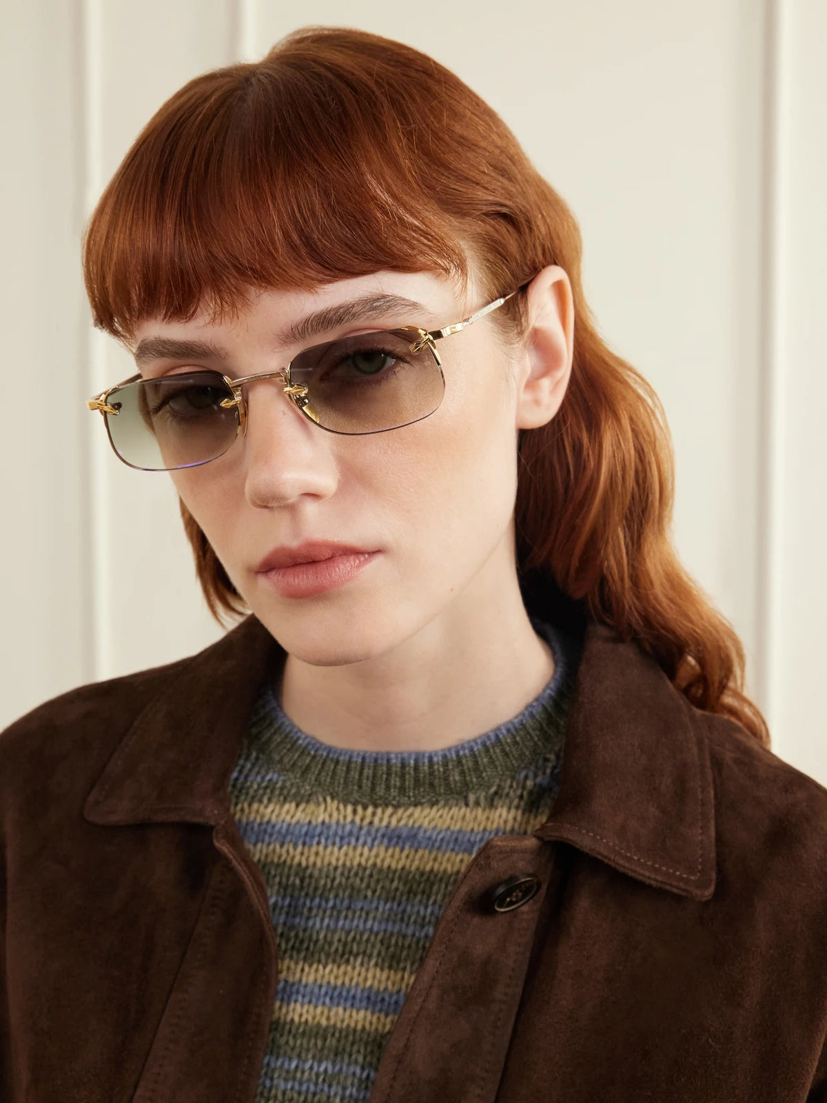 Image of Sunglasses. Product name - Fonda Rimless Square-frame Titanium Sunglasses in Black colour by brand - Jacques Marie Mage