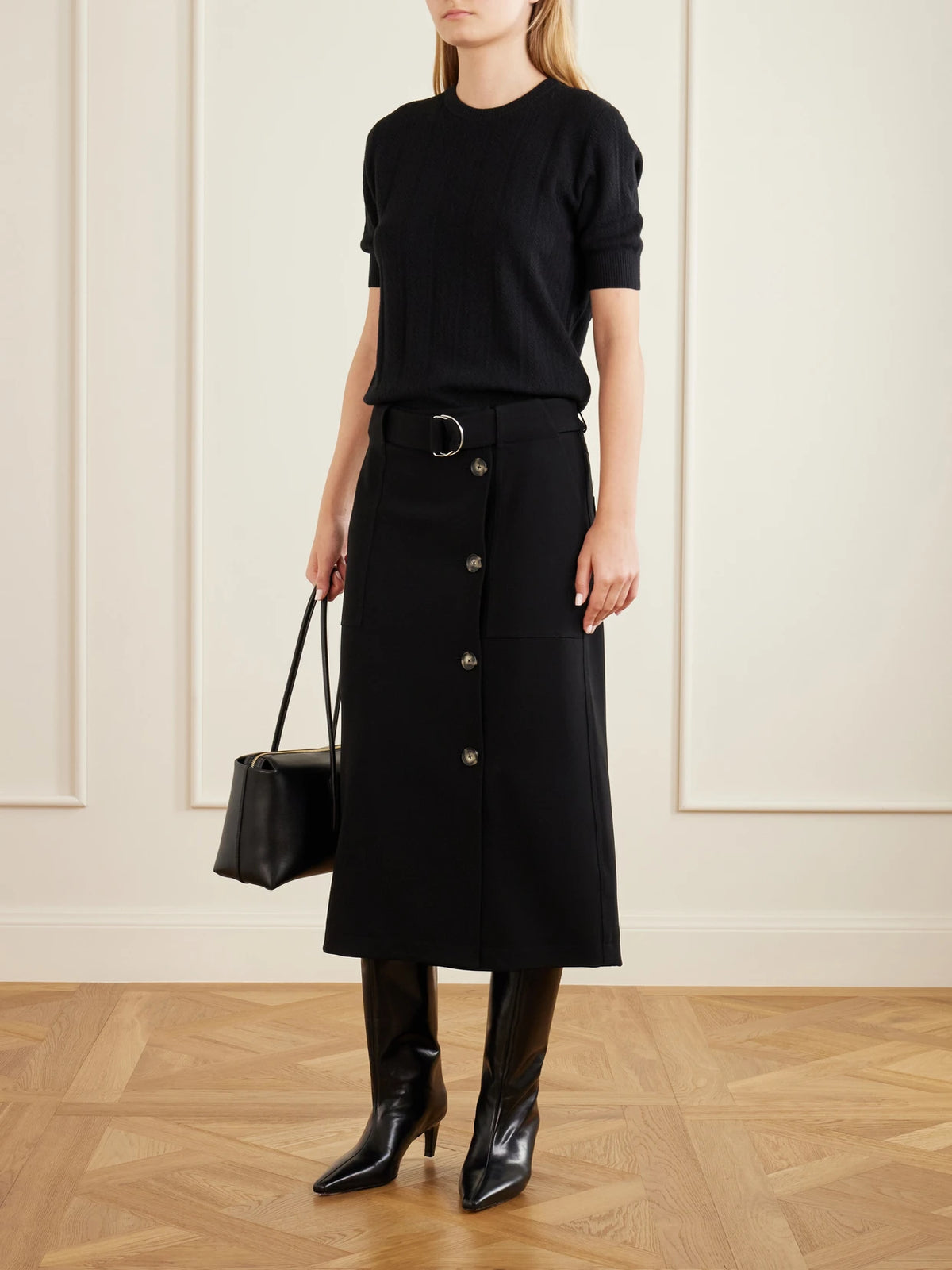 Image of Boots. Product name - Cave Leather Knee Boots in Black colour by brand - JUDE