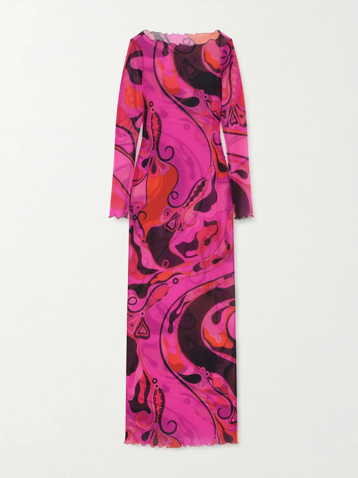 Printed Tulle Maxi Dress