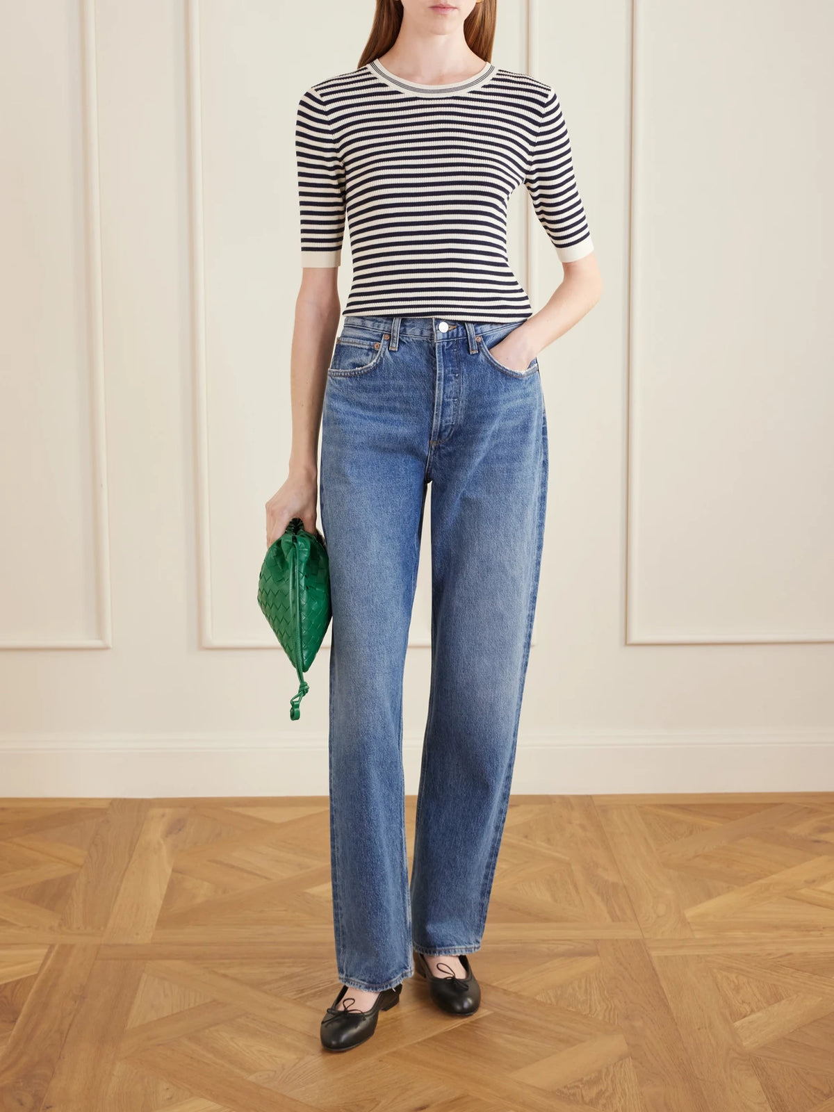 Image of Flats. Product name - Veralli Bow-detailed Leather Ballet Flats in Black colour by brand - Manolo Blahnik