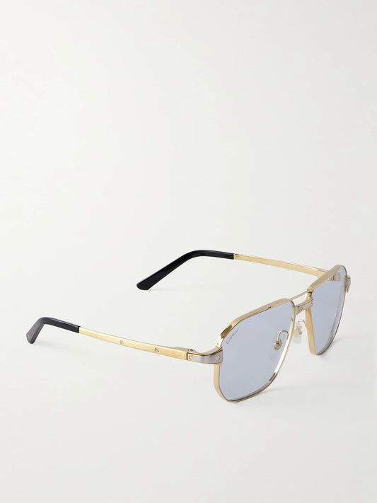 Santos De Cartier Gold- And Silver-tone Aviator-style Sunglasses