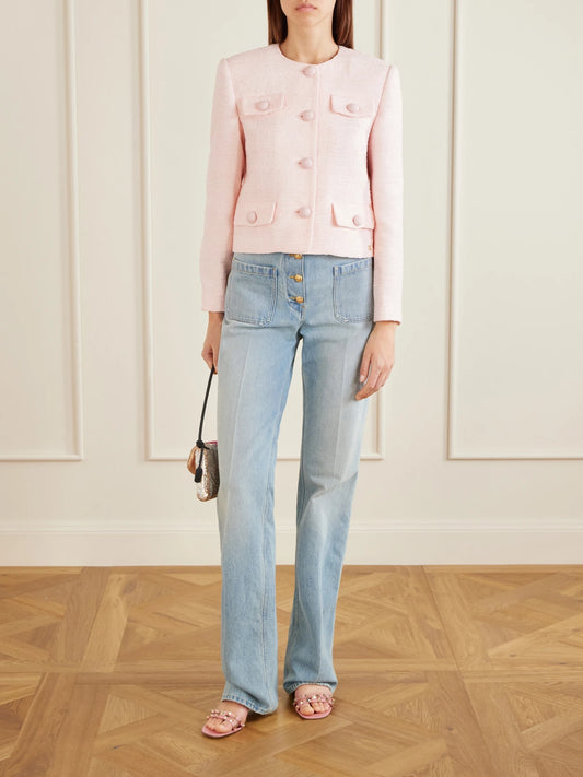 Image of Coats & Jackets. Product name - Tweed Jacket in Pink colour by brand - Valentino Garavani