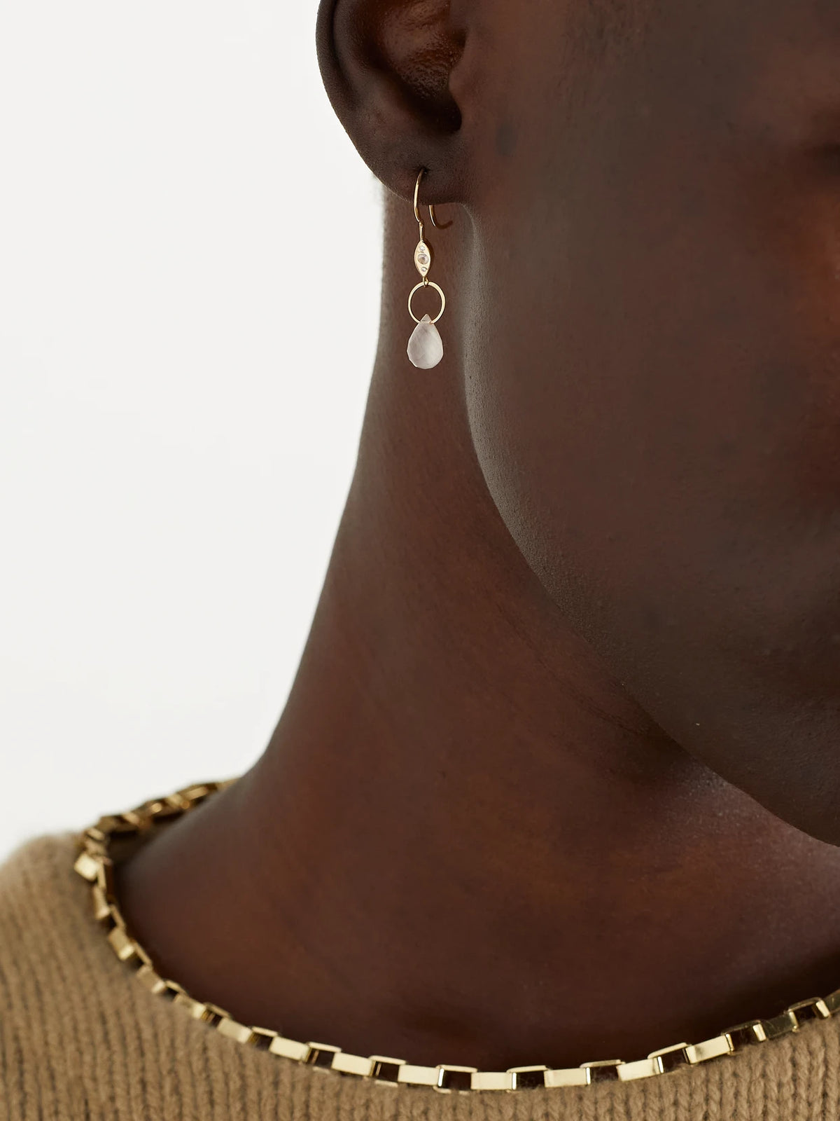 Image of Earrings. Product name - 14-karat Recycled Gold, Rose Quartz And Diamond Earrings in Multi colour by brand - Melissa Joy Manning