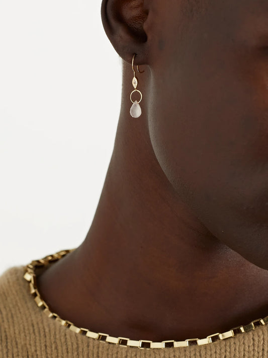 Image of Earrings. Product name - 14-karat Recycled Gold, Rose Quartz And Diamond Earrings in Multi colour by brand - Melissa Joy Manning