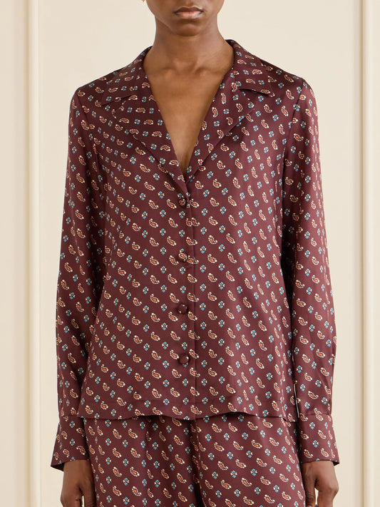 DÔEN Dorsia Printed Silk-blend Satin Shirt