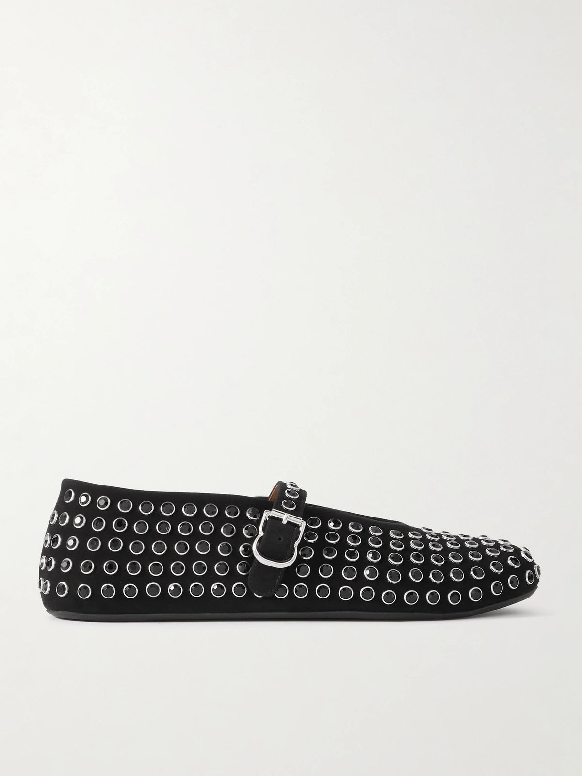 Crystal-embellished Suede Ballet Flats