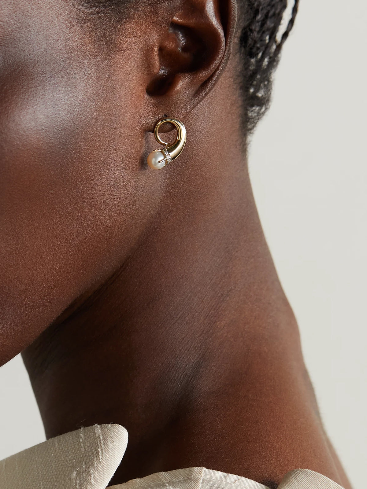 Image of Earrings. Product name - Cornucopia 14-karat Gold, Diamond And Pearl Earrings in Multi colour by brand - Mateo