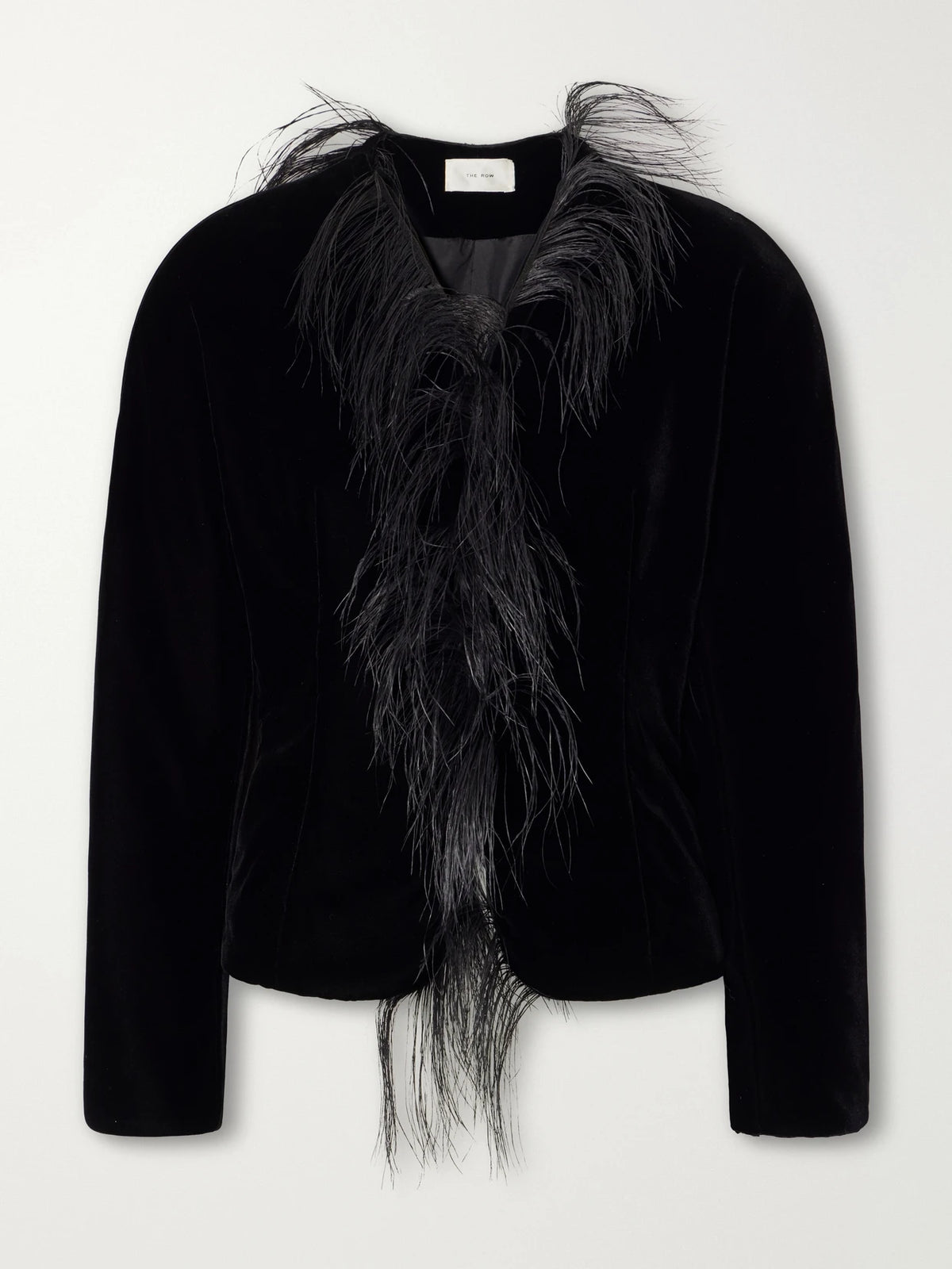 The Row Eunice Feather-trimmed Velvet Jacket