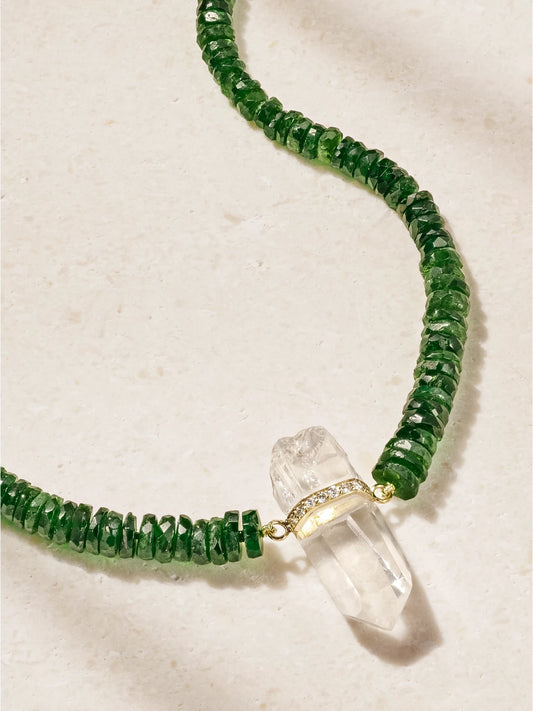 JIA JIA 14-karat Gold, Diamond And Quartz Necklace