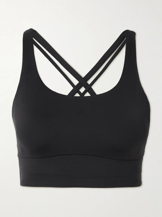 Image of Activewear. Product name - Energy Longline Recycled-luxtreme Sports Bra in Black colour by brand - lululemon
