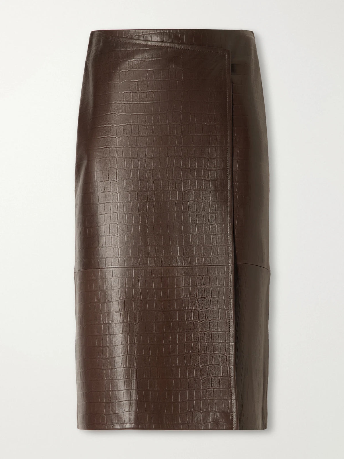 Nour Hammour Origami Croc-effect Leather Midi Wrap Skirt