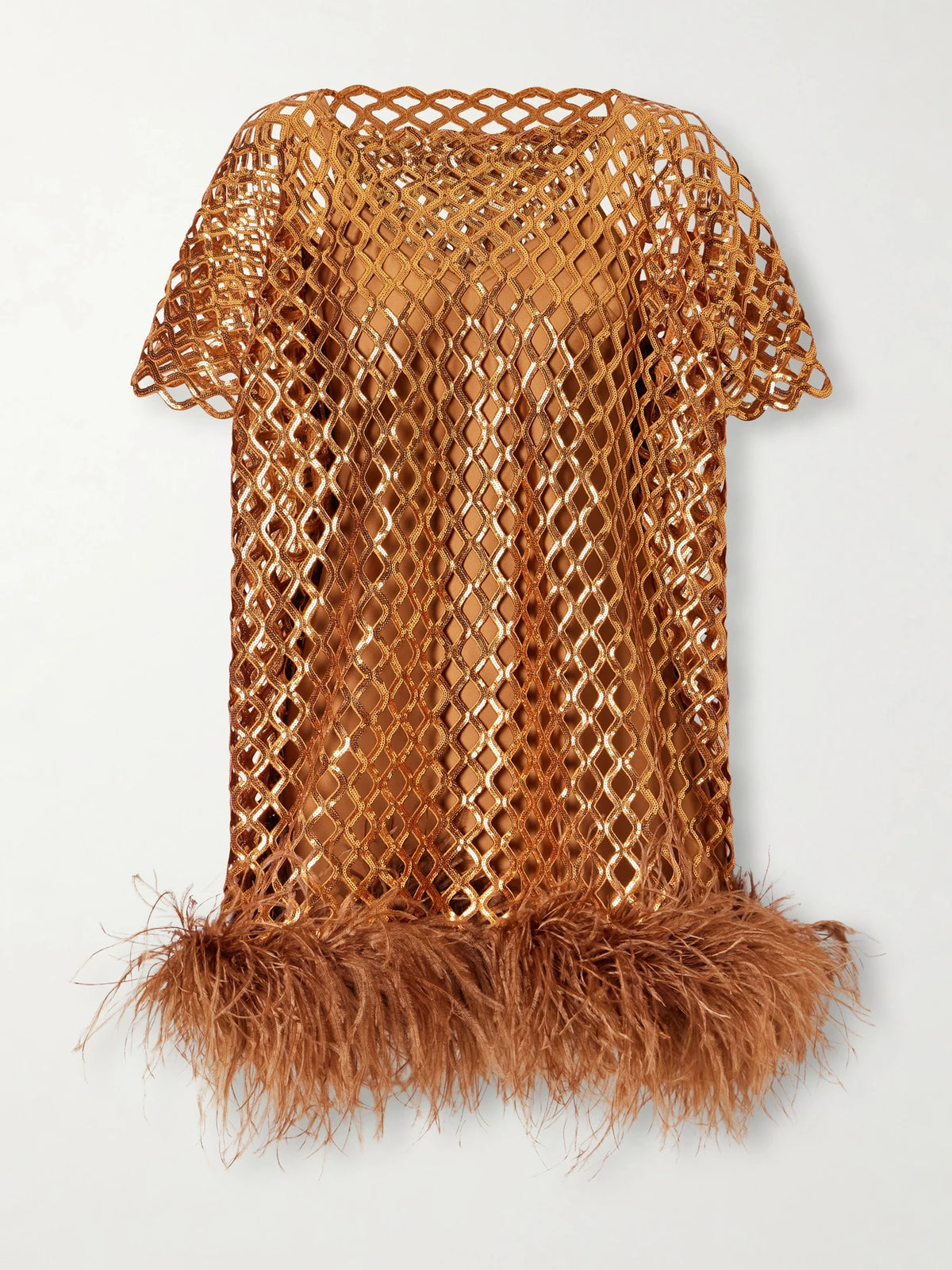 Feather-trimmed Sequined Blouse