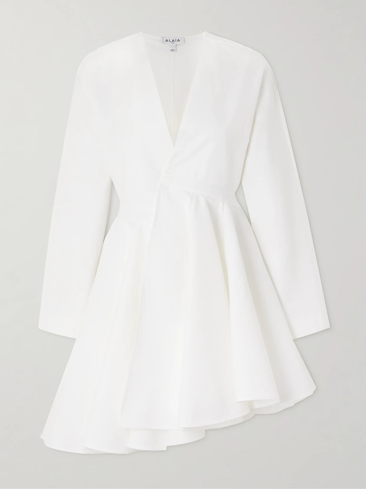 Image of Dresses. Product name - Asymmetric Cotton-poplin Mini Dress in White colour by brand - Alaïa