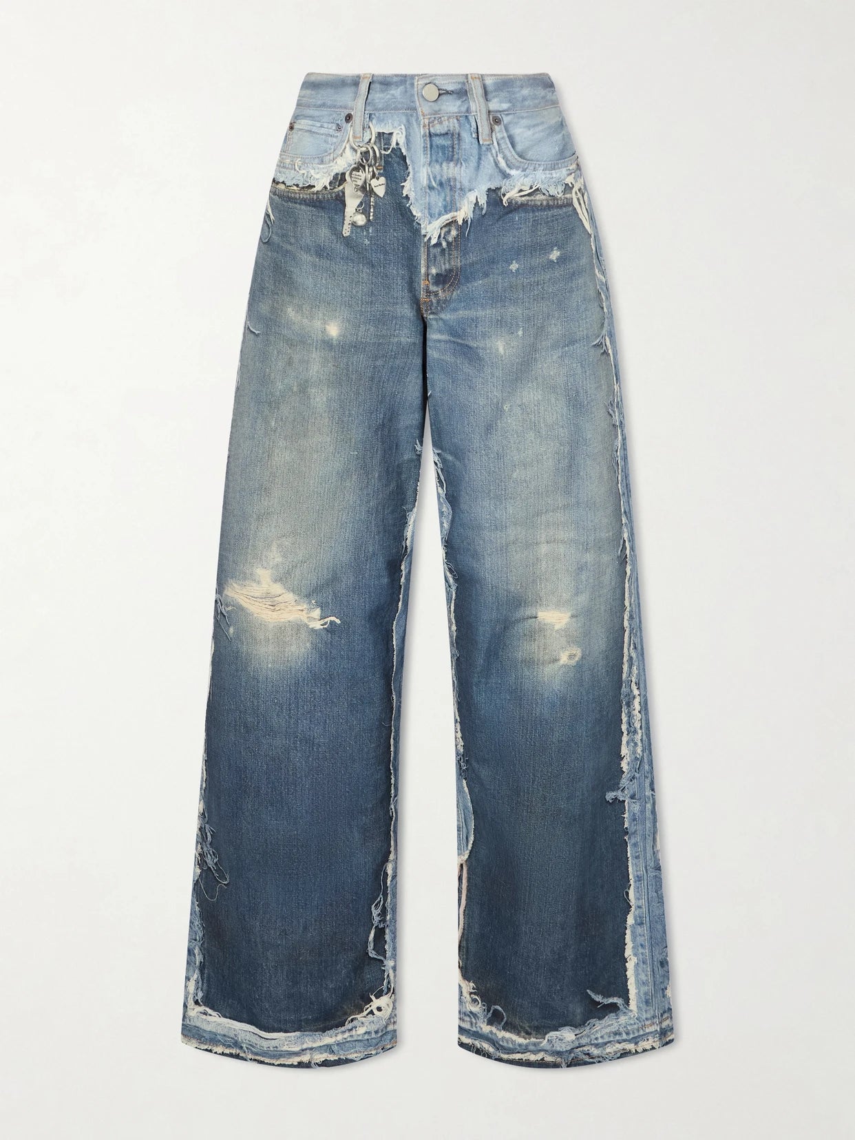 Image of Jeans. Product name - 1981 Trompe L'oeil Printed Organic Straight-leg Jeans in Mid denim colour by brand - Acne Studios