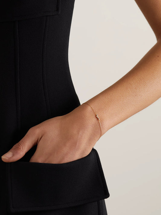 Image of Bracelets. Product name - Wave 14-karat Gold Diamond Bracelet in Multi colour by brand - Mateo