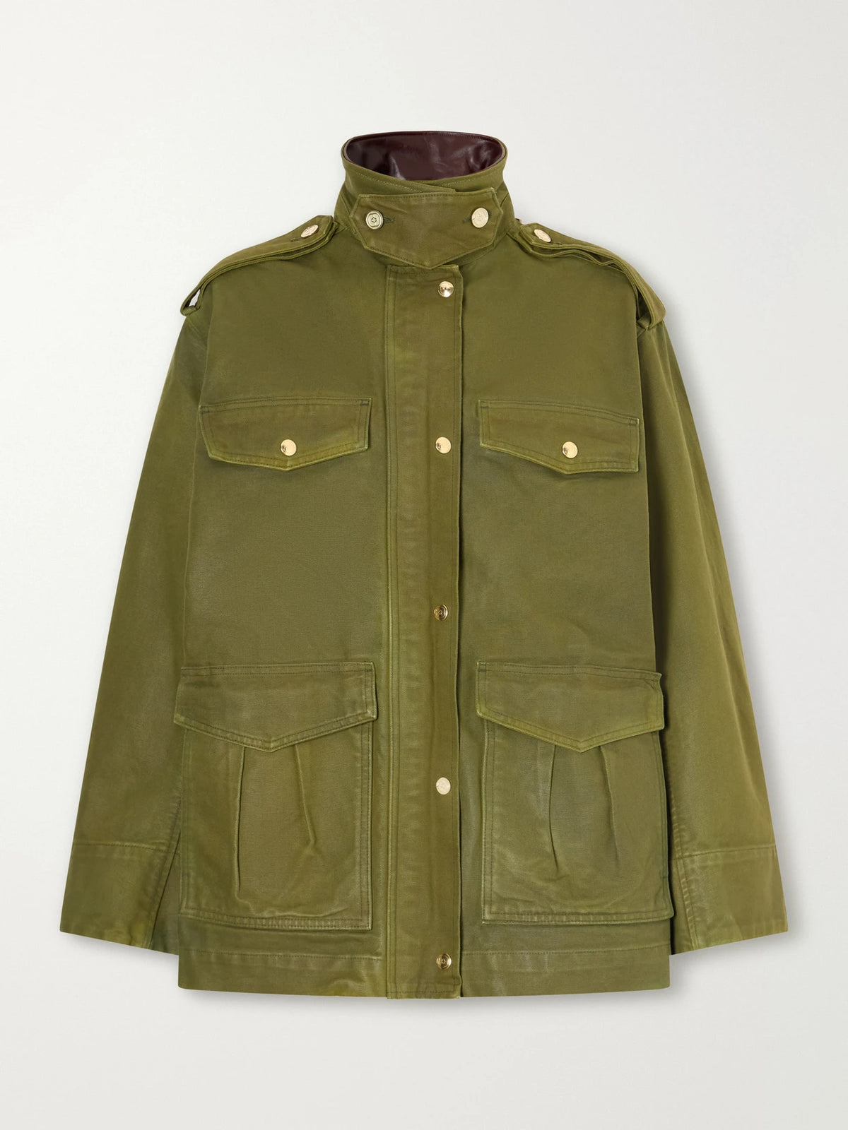 RÙADH The Ettienne Leather-trimmed Cotton Duck-canvas Coat