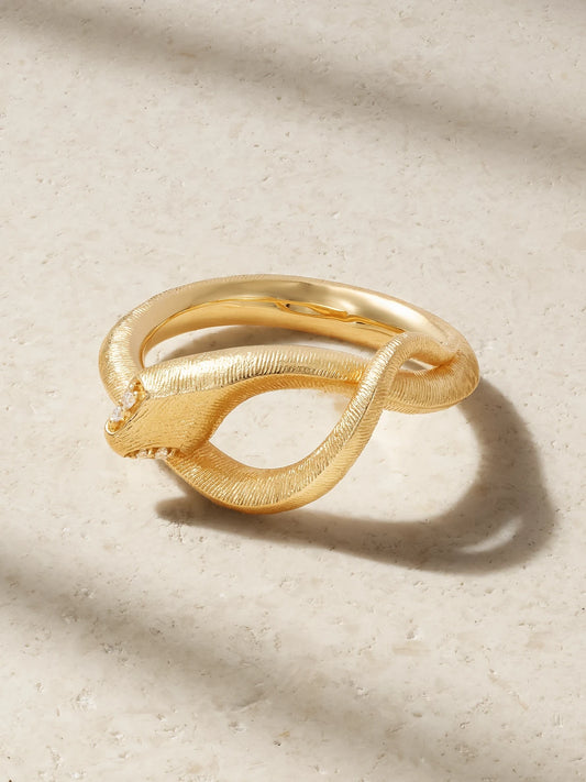 Small Snakes 18-karat Gold Diamond Ring