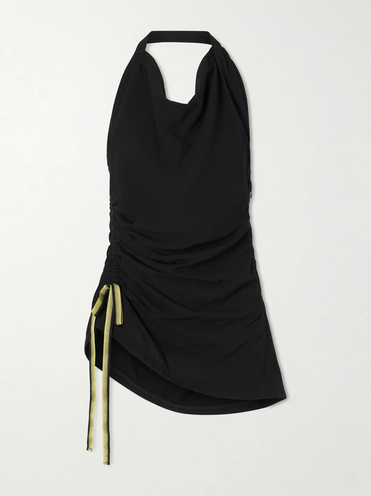Melia Ruched Crepe Halterneck Top