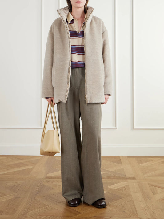 Image of Coats & Jackets. Product name - Arancio Reversible Brushed Alpaca And Virgin Wool-blend And Shell Down Jacket in Beige colour by brand - Max Mara
