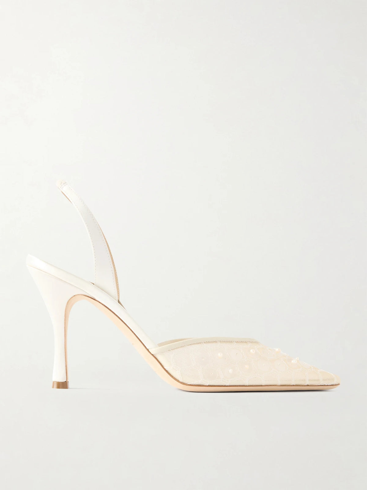 Archer Embellished Satin-trimmed Mesh Slingback Pumps