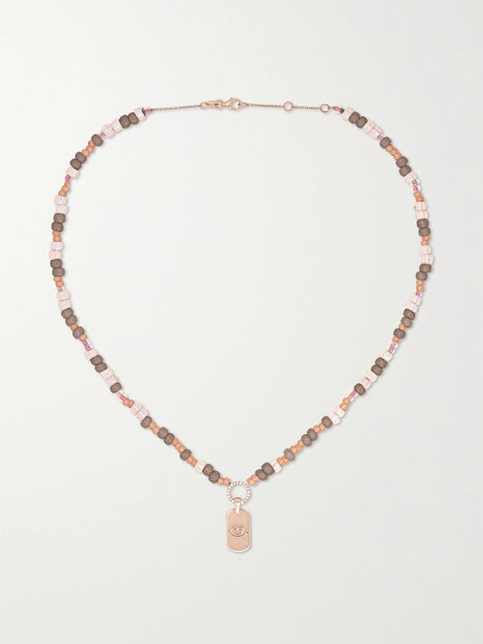 Diane Kordas Id 14-karat Rose Gold, Bead And Diamond Necklace