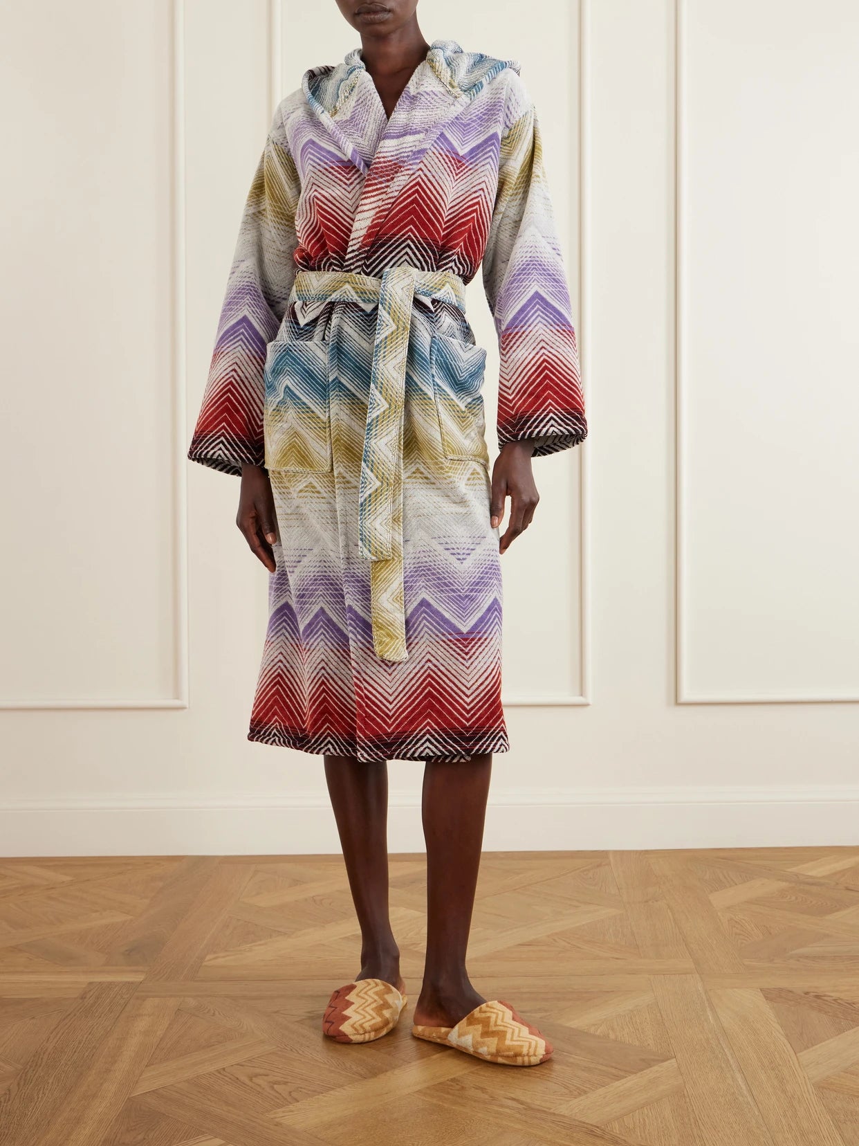 Image of Lingerie. Product name - Marea Striped Cotton-terry Robe in Multi colour by brand - MISSONI HOME