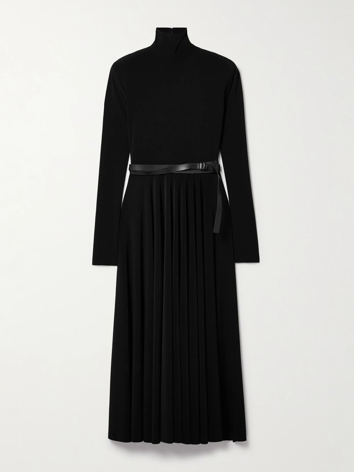 Image of Dresses. Product name - Belted Stretch-jersey Turtleneck Midi Dress in Black colour by brand - Norma Kamali