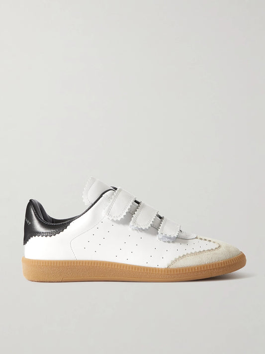 Beth Suede-trimmed Leather Sneakers