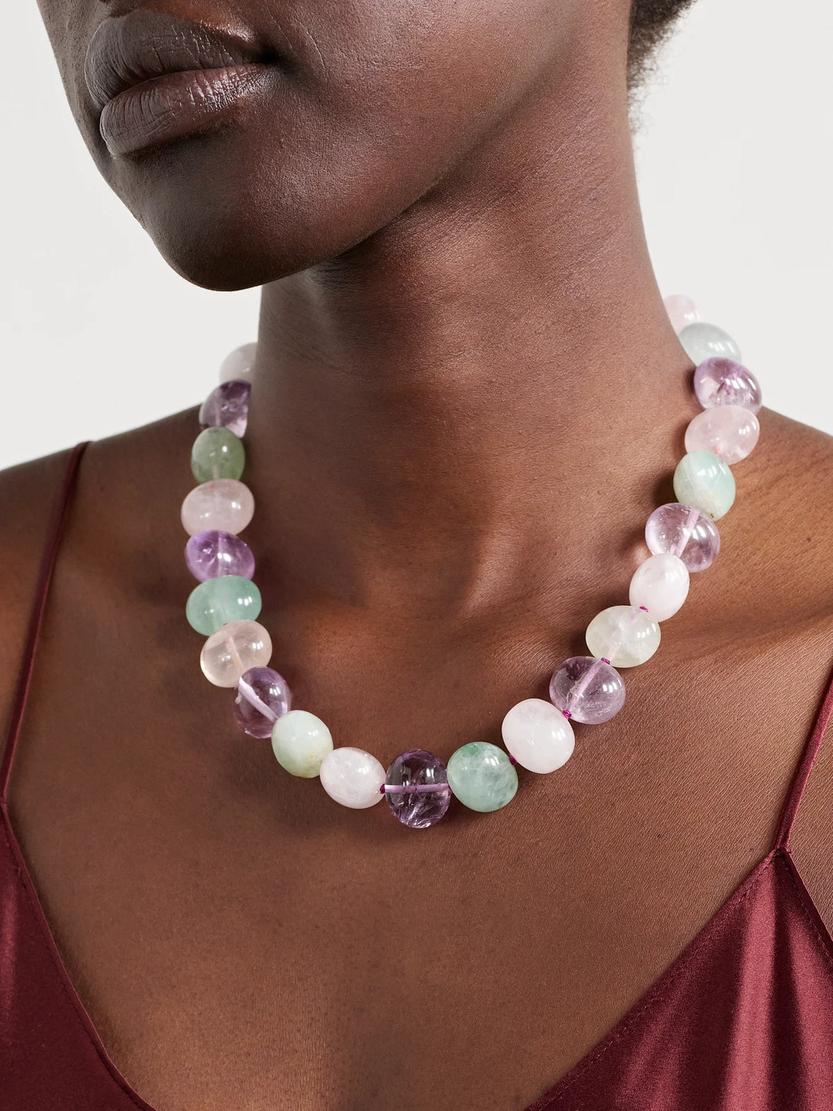 Image of Necklaces. Product name - Xl Gold Quartz Necklace in Multi colour by brand - JIA JIA