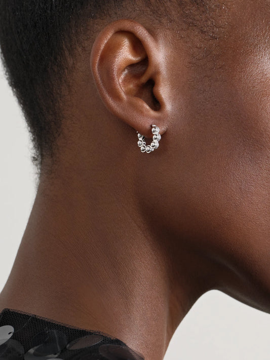 Image of Earrings. Product name - The Atom 18-karat White Gold Diamond Hoop Earrings in Silver colour by brand - L'Atelier Nawbar