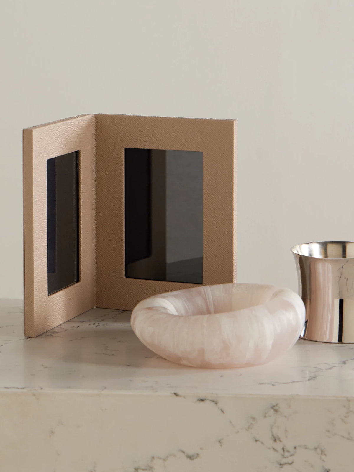 Image of Decor. Product name - Panama Textured-leather Picture Frame in Stone colour by brand - Smythson