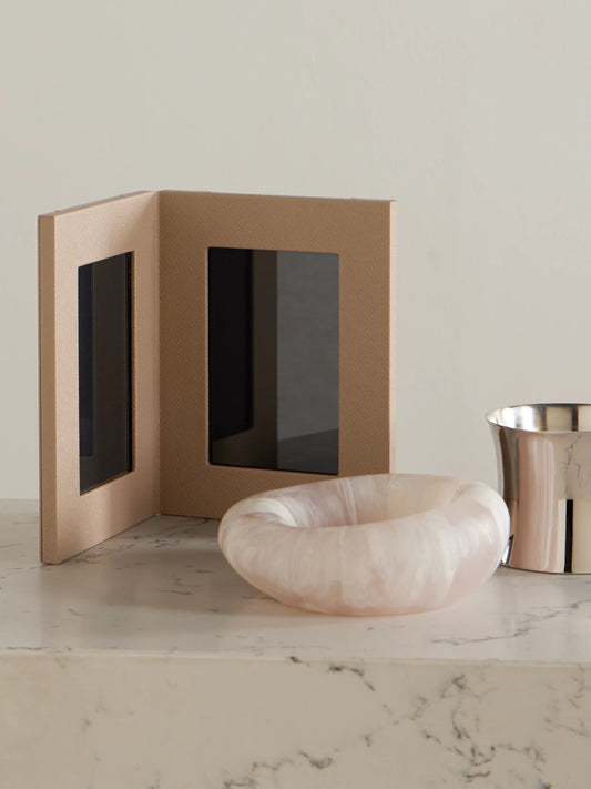 Image of Decor. Product name - Panama Textured-leather Picture Frame in Stone colour by brand - Smythson