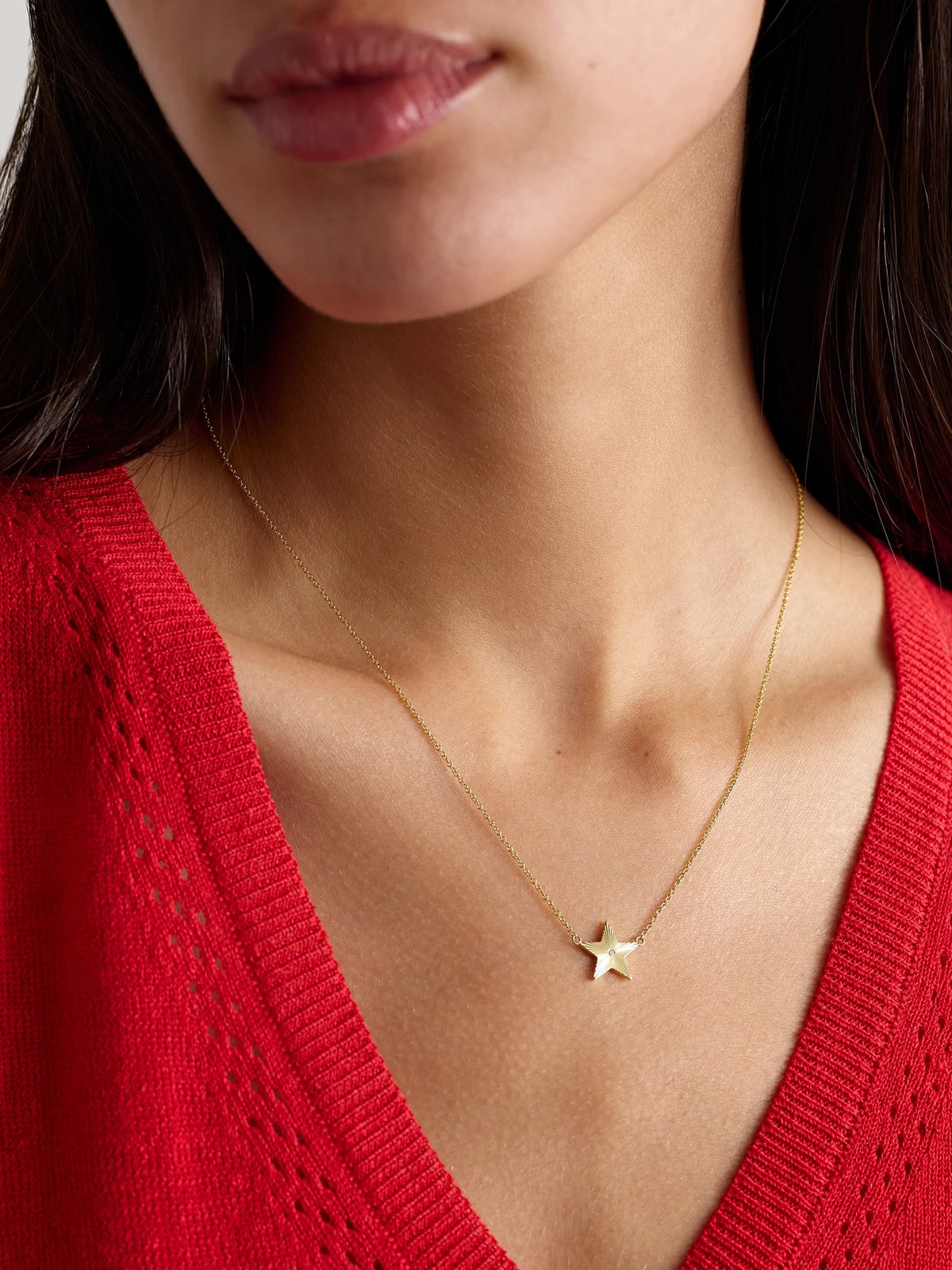 Image of Necklaces. Product name - Mini 70s Star 18-karat Gold Diamond Necklace in Multi colour by brand - Jennifer Meyer