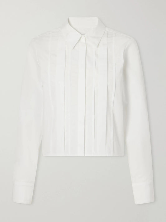 TWP Mon Cherie Cropped Pintucked Cotton-poplin Shirt