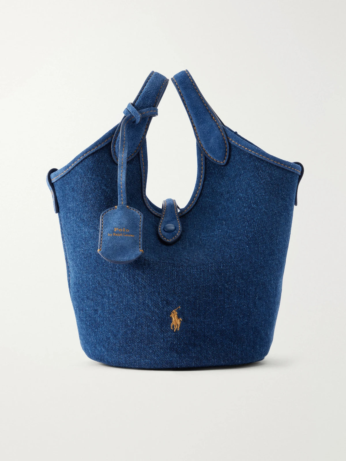 Polo Ralph Lauren Logo-embroidered Suede-trimmed Denim Tote