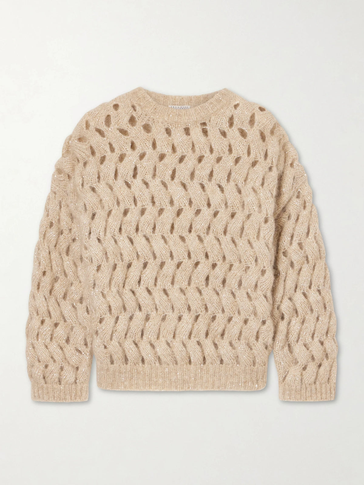 Brunello Cucinelli Sequin-embellished Open-knit Mohair-blend Sweater