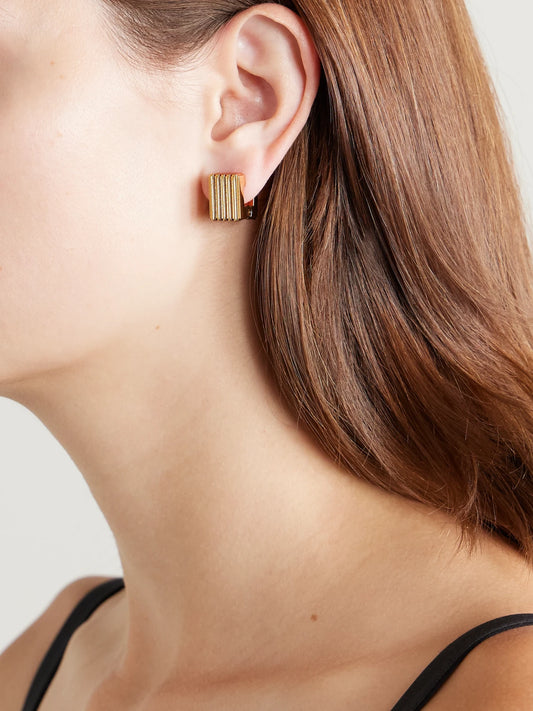 Image of Earrings. Product name - Empire Gold-plated Hoop Earrings in Multi colour by brand - KHAITE