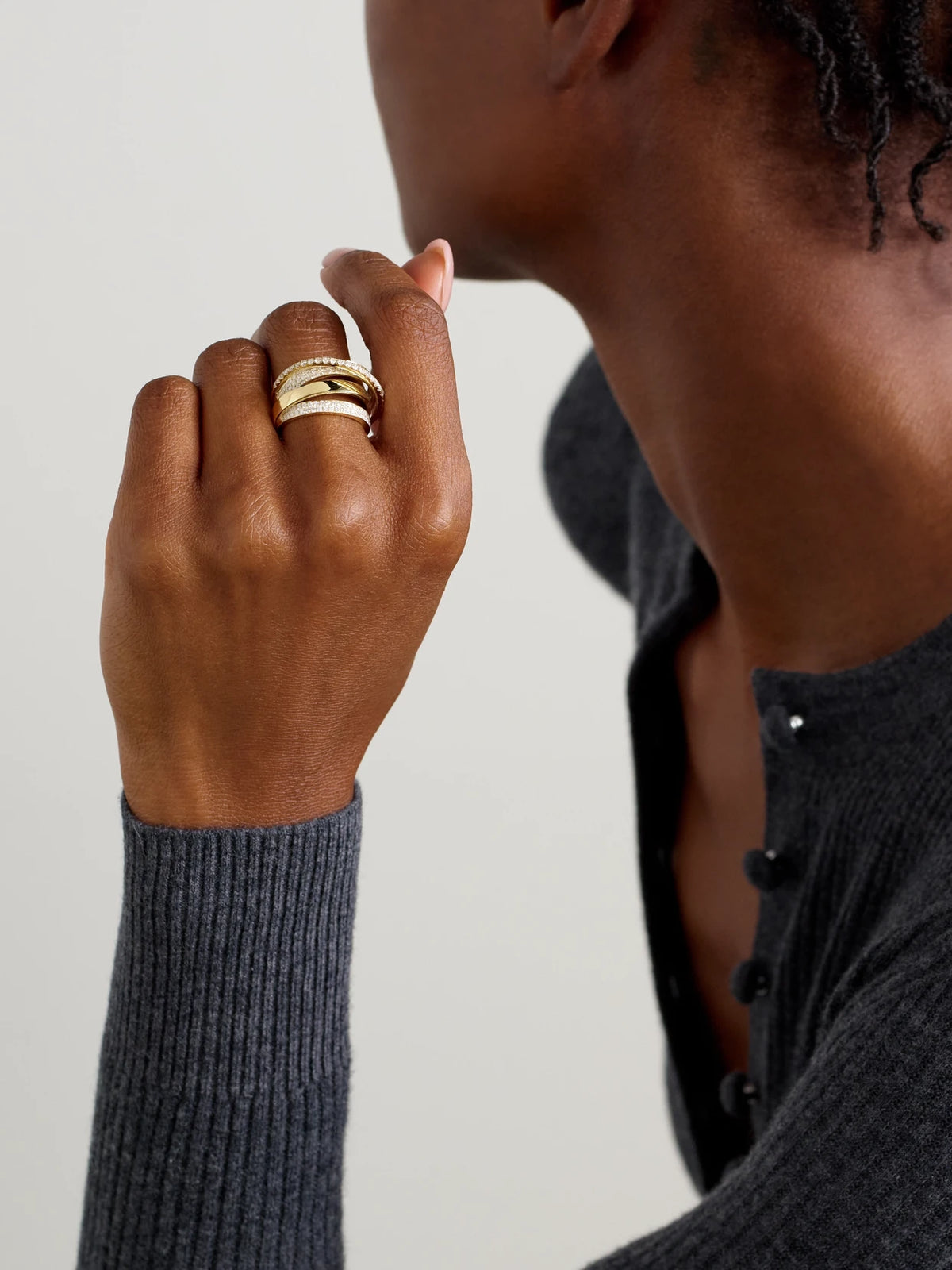 Image of Rings. Product name - Orbit 18-karat Gold Diamond Ring in Multi colour by brand - SHAY