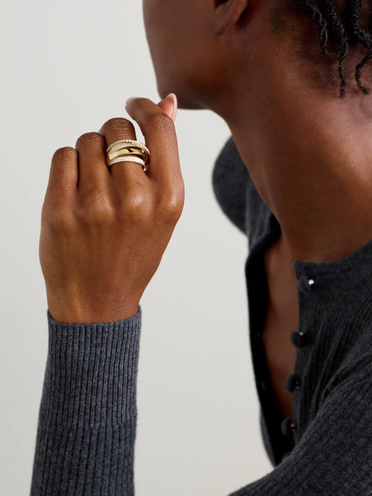 Image of Rings. Product name - Orbit 18-karat Gold Diamond Ring in Multi colour by brand - SHAY