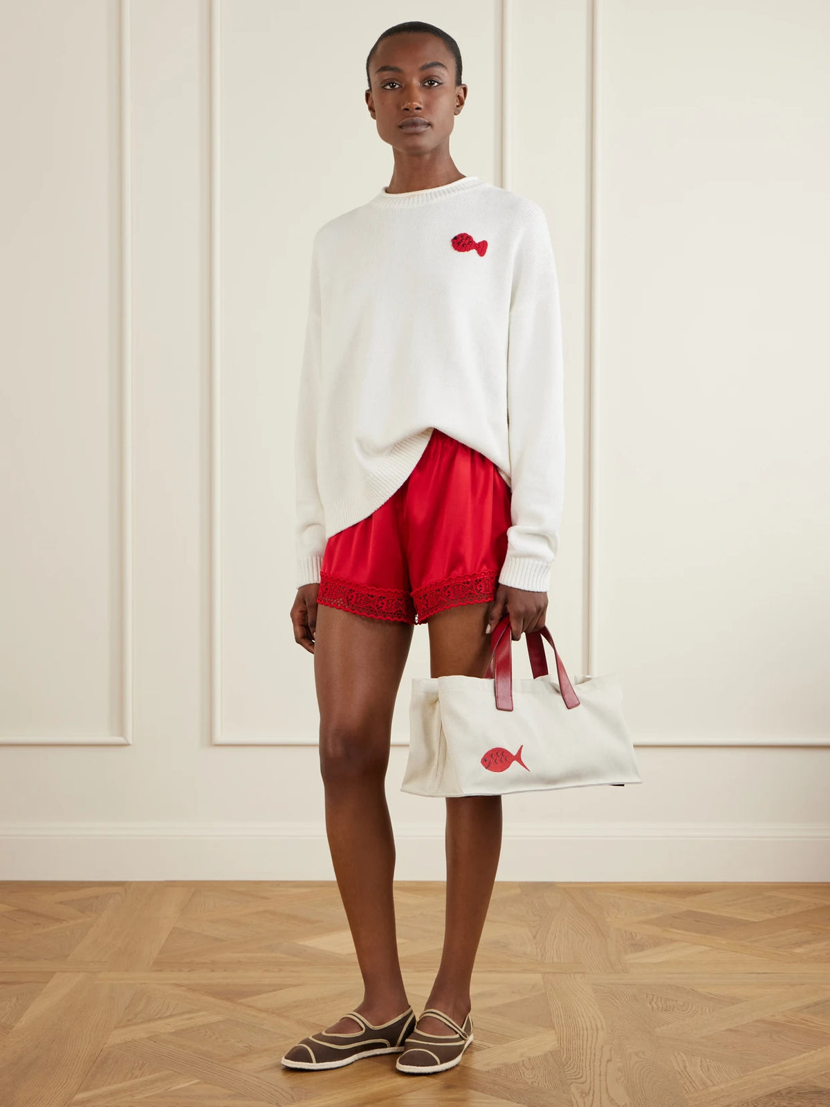 Image of Bags. Product name - +da Adolfo Port Logo Embroidered Canvas Tote in White colour by brand - STAUD