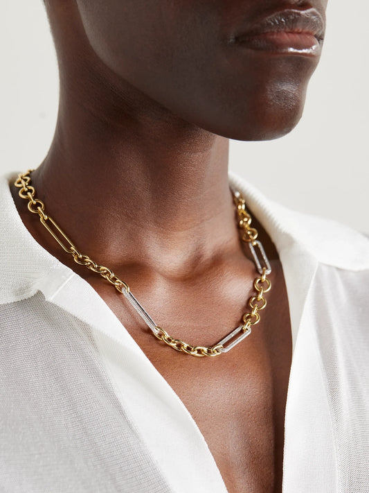 Image of Necklaces. Product name - 18-karat Gold Diamond Necklace in Multi colour by brand - FoundRae