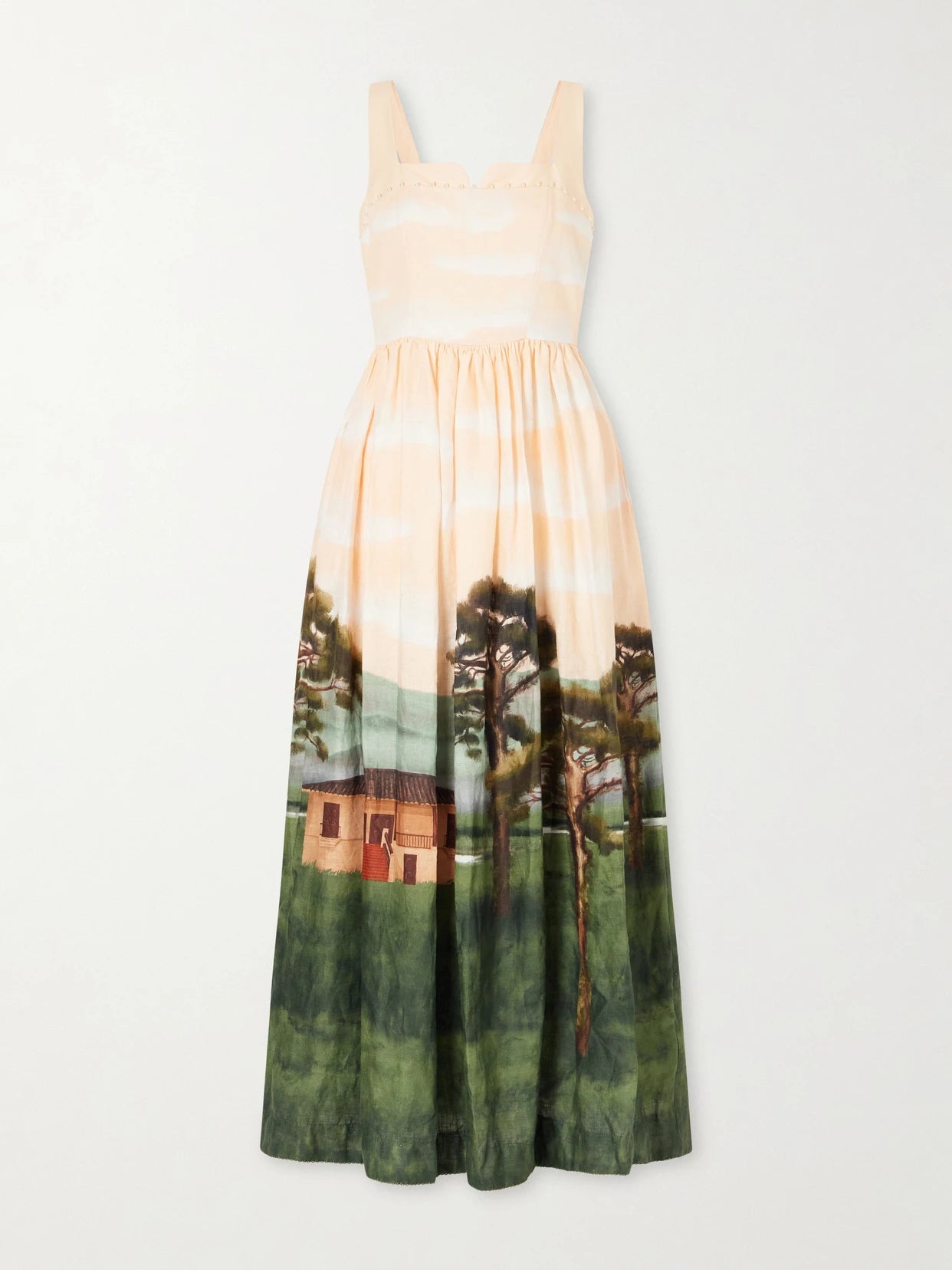 Image of Dresses. Product name - Jaspe Paraiso Linen Maxi Dress in Multi colour by brand - Agua by Agua Bendita