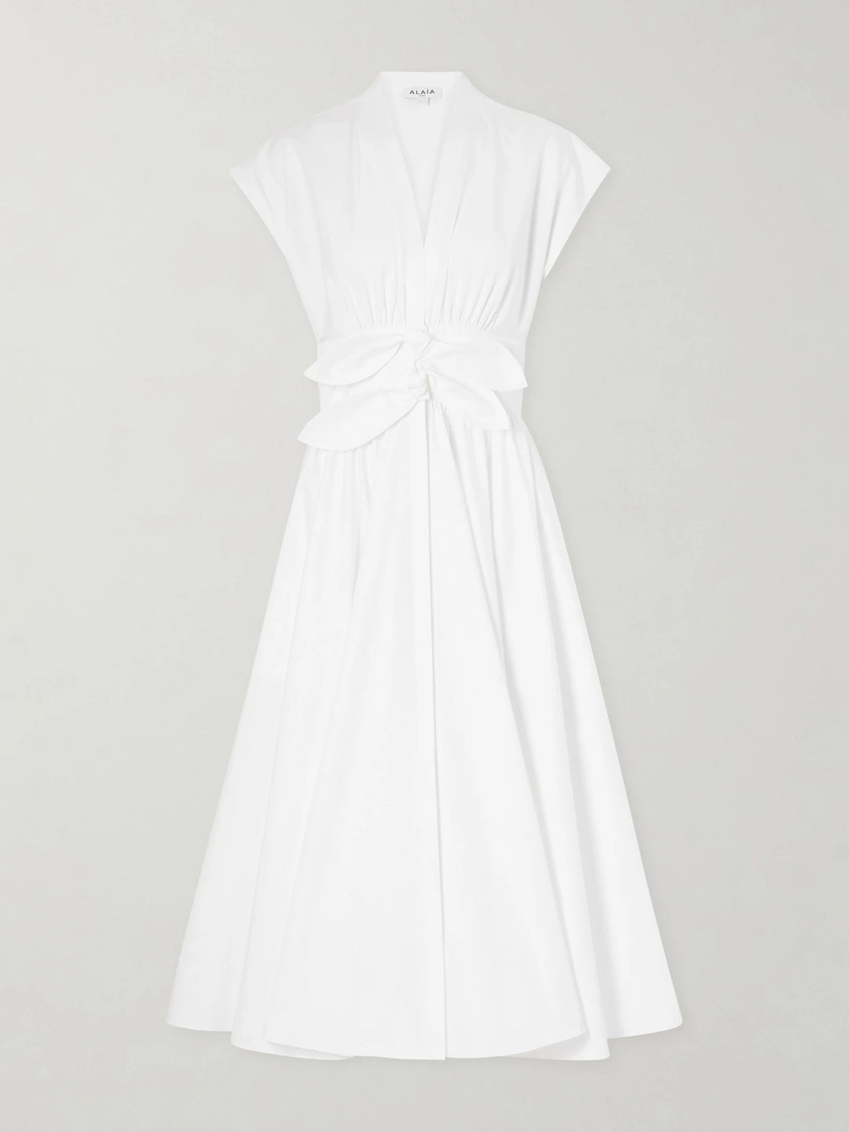 Knot-detailed Belted Cotton-poplin Midi Dress