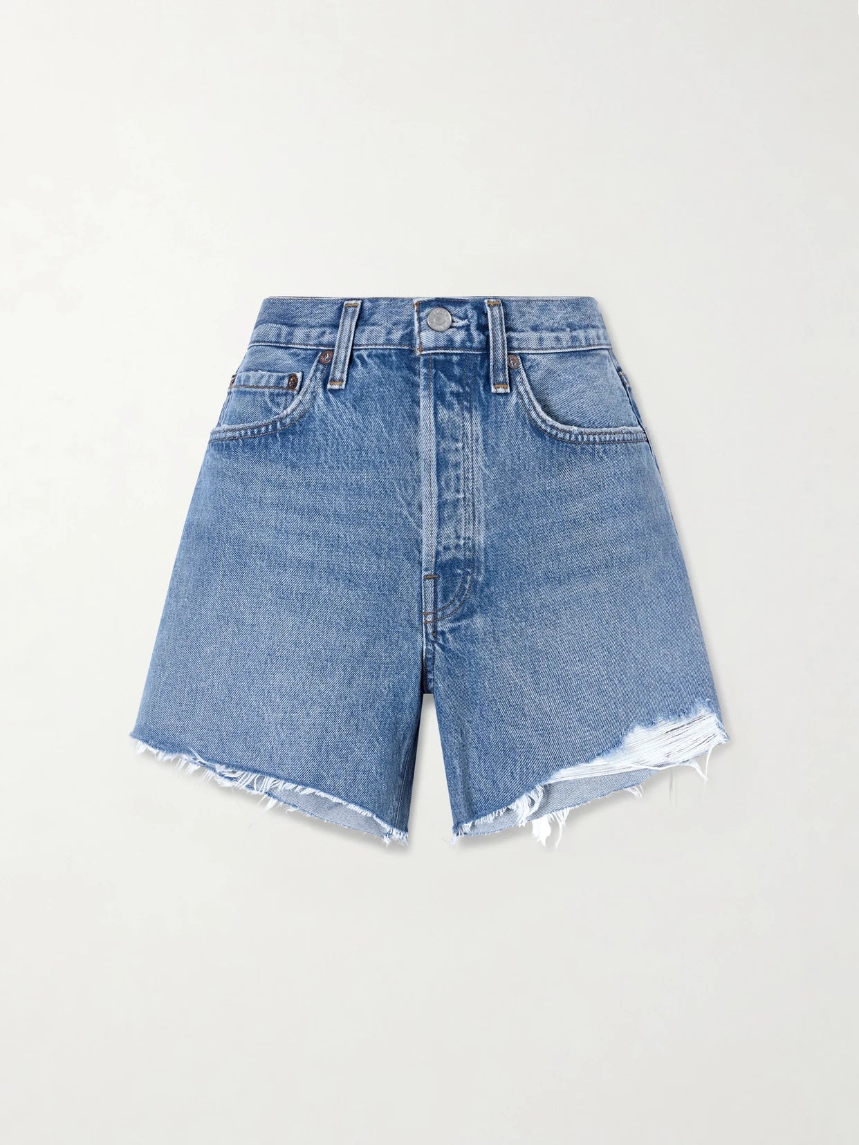 Parker Long Distressed Denim Shorts