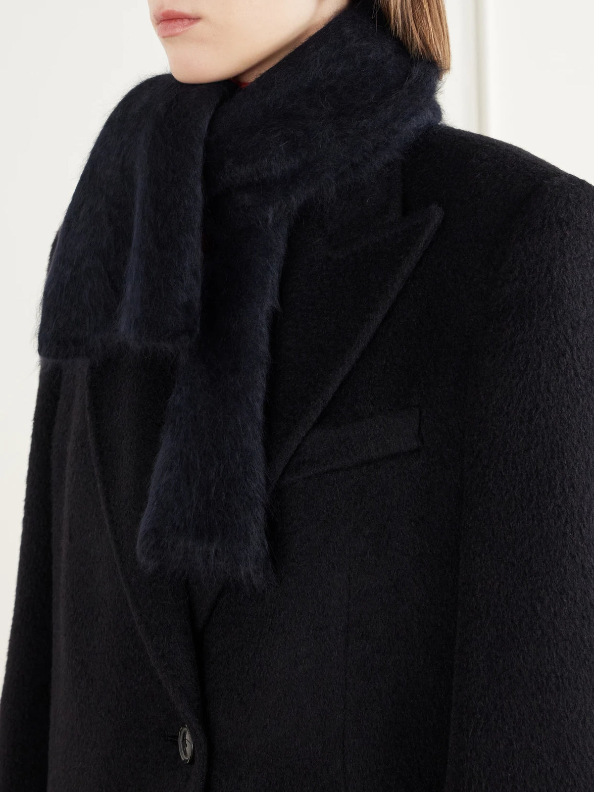 Image of Scarves & Shawls. Product name - Enoa Brushed Cashmere Scarf in Black colour by brand - LISA YANG