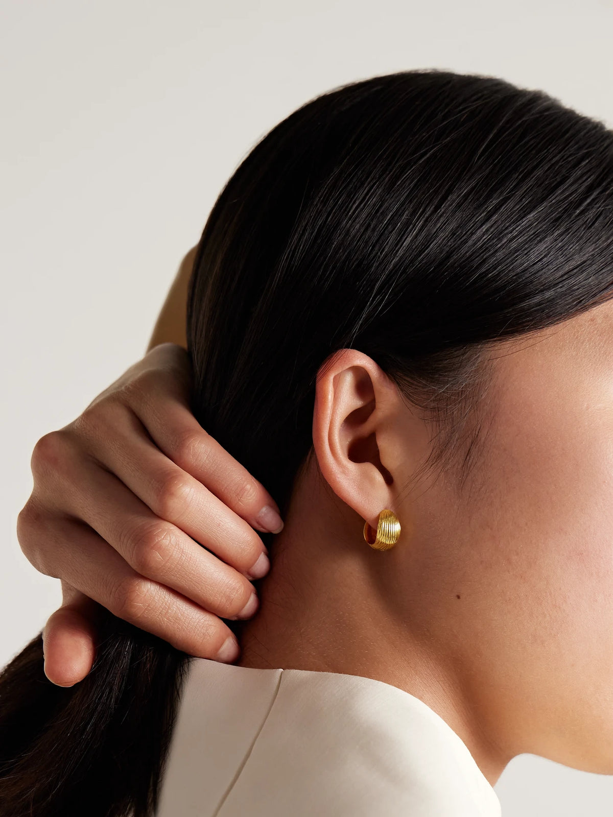 Image of Earrings. Product name - Reversible Gold Vermeil Hoop Earrings in Multi colour by brand - Sophie Buhai