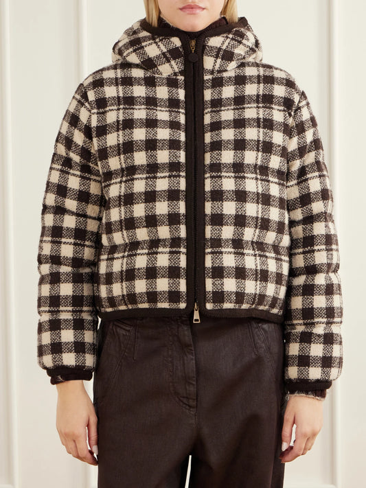 Moncler Abstraction Checked Wool-blend Down Jacket
